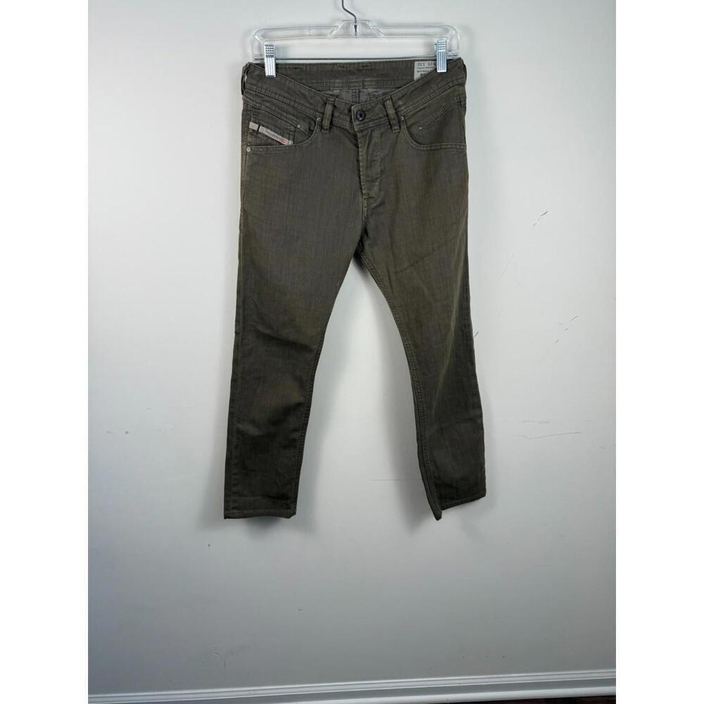 Diesel Belther Jeans 29x27 Olive Green Regular Slim Tapered Denim Pants 0837L